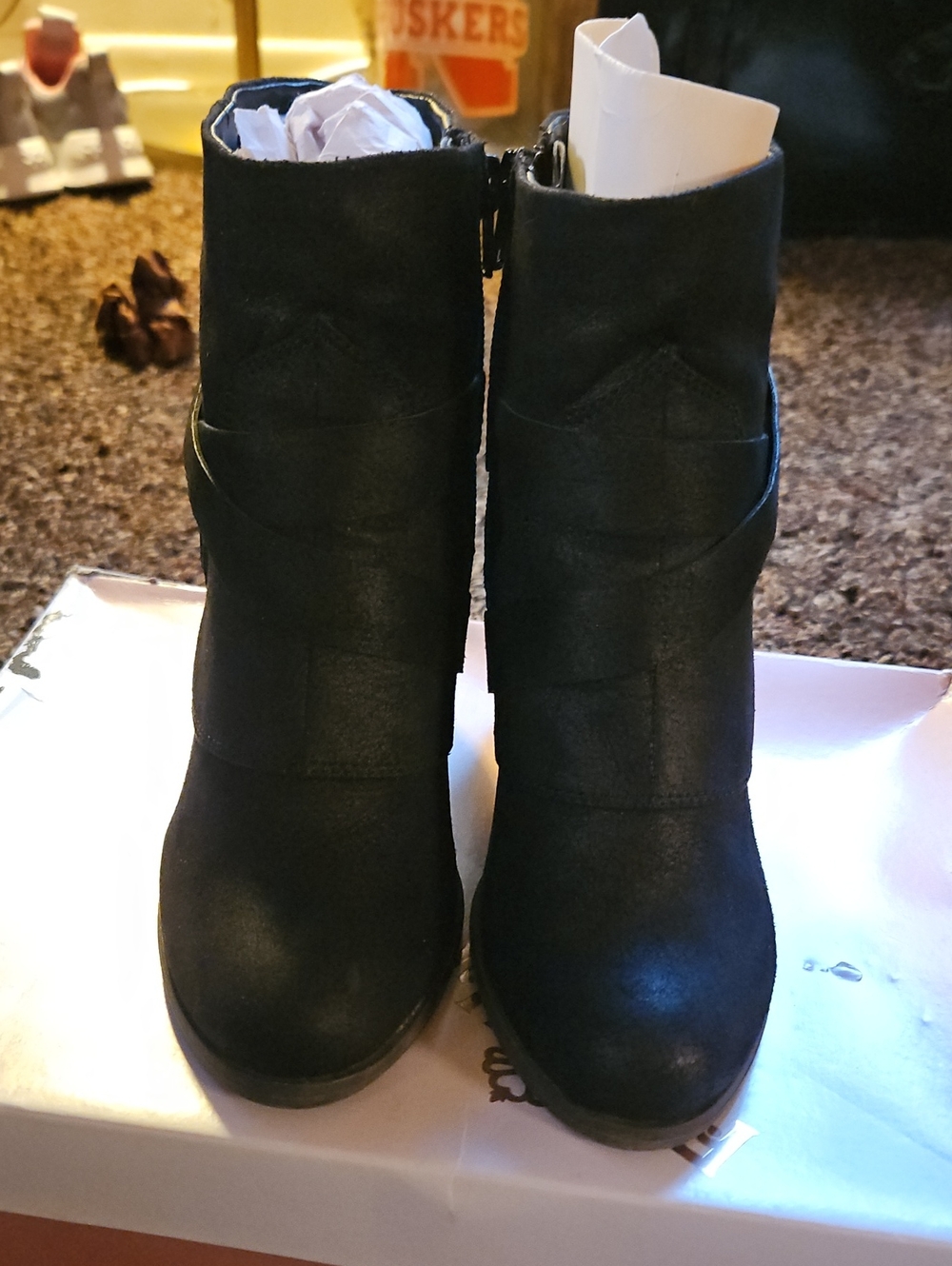 Women’s Black Ankle Booties with Buckle Detail - Picture 4 of 4